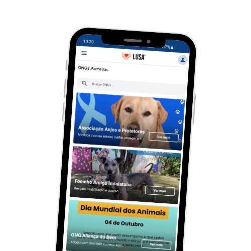 Tela do aplicativo LUSA em um smartphone